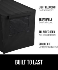 Alternative view of GORILLA GRIP Dog Crate Covers Compatible with Amazon Basics Dog Crates, All Sides Open, Privacy Cover Fits 30" Wire Kennel, Breathable Mesh Windows, Light Reducing Puppy Training Cage Topper, Black
