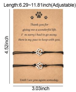 Alternative view of Memorial Bracelet for Pet Loss - Sympathy Paw Print Friendship Bracelets for 2 - Remembrance Gifts for Cat & Dog Lovers