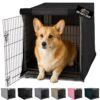 GORILLA GRIP Dog Crate Covers Compatible with Amazon Basics Dog Crates, All Sides Open, Privacy Cover Fits 30" Wire Kennel, Breathable Mesh Windows, Light Reducing Puppy Training Cage Topper, Black
