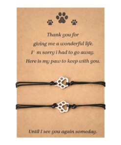 Memorial Bracelet for Pet Loss - Sympathy Paw Print Friendship Bracelets for 2 - Remembrance Gifts for Cat & Dog Lovers