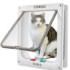 CEESC Extra Large Cat Door (Outer Size 11"x9.8"), Weatherproof, White, ABS Material, 4-Way Locking Flap for Cats & Dogs up to 25.54 lbs