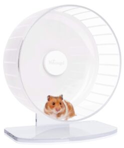 Niteangel Super-Silent Hamster Exercise Wheels: - Quiet Spinner Hamster Running Wheels with Adjustable Stand for Hamsters Gerbils Mice Or Other Small Animals (L, White)