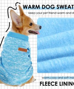 Alternative view of 3 Pack Dog Sweaters for Small Dogs Girl Boy Winter Fleece Clothes Warm Soft Dog Sweatshirt Outfit for Dogs Cats Pet Apparel (Navy Blue+Grey+Light Blue, Medium)