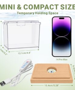 Alternative view of MoonOrange Mini Betta Fish Tank Kit with LED Light Base, Small Fish Bowl for Temporary Space, 0.2 Gallon Stackable Cube Tank with Betta Leaf for Small Fish, Insect, Shrimp, Crab, Spider (Kit-1)