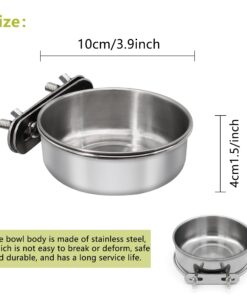 Alternative view of DVHEY 2 Pcs Small Bird Feeding Dish Cups,Parrot Food Bowl Cage with Clamp Holder Stainless Steel,Birdcage Coop Water Feeder for Cockatiel Parakeet Macaw Finches Lovebirds Small Animals (2 Pack, Small)