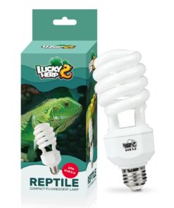 LUCKY HERP UVA UVB Reptile Light 5.0, Tropical UVB 100 Compact Fluorescent Lamp, UVB Light for Reptiles 23W, UVA UVB Reptile Light Bulb, UVB Bulb for Reptiles Chameleons Lizards Tortoises Snakes