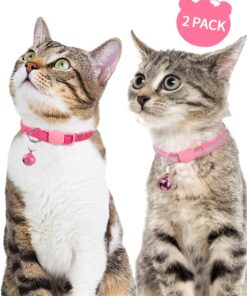 Alternative view of Taglory Reflective Cat Collar Breakaway with Bells, 2 Pack Girl Boy Pet Cat Collar Adjustable 7.5-12.5 Inch, Pink