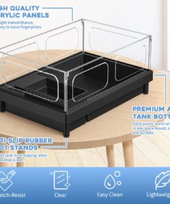 Alternative view of MoonOrange Small Turtle Tank Kit, Acrylic Turtle Tank Starter Kit with Basking Platform, Bottom Drainage, Multi-Function Areas for Turtles, Crabs, Crayfish, Small Reptiles. (Black Kit)