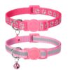 Taglory Reflective Cat Collar Breakaway with Bells, 2 Pack Girl Boy Pet Cat Collar Adjustable 7.5-12.5 Inch, Pink