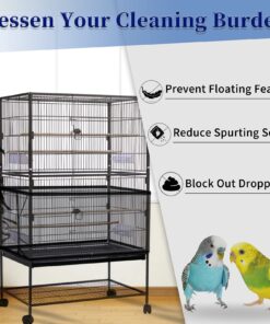 Alternative view of Daoeny Large Bird Cage Cover, Bird Cage Seed Catcher, Adjustable Soft Airy Nylon Mesh Net, Birdcage Cover Skirt Seed Guard for Parrot Parakeet Macaw African Round Square Cages (Black)