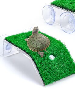 Keedolla Small Turtle Basking Platform Simulation Grass Turtle Ramp, Turtle Resting Basking Dock Floating DÈcor for Aquatic Turttle Reptile Frog Terrapin
