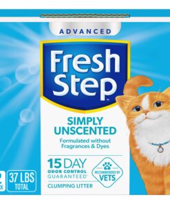 Fresh Step Advanced Simply Unscented Clumping Litter, Fresh Step Unscented Cat Litter Fights Odor on Contact, 37 lbs. (2 x 18.5 lb. Box)