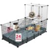 VISCOO 24 Panels Small Animal Playpen,Pet Playpen,C&C Cage for Guinea Pigs,Puppy Play Pen,Baby Chicken Cage,Indoor Outdoor Portable Metal Wire Yard Fence with Waterproof Mat