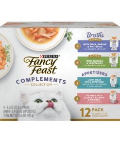 Purina Fancy Feast Lickable Appetizers and Broths Collection Grain Free Wet Cat Food Topper Variety Pack - 12 ct. Box (Pack of 2 Pack)