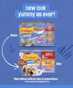 Alternative view of Purina Friskies Gravy Wet Cat Food Variety Pack, Shreds With Beef, With Chicken, and Turkey and Cheese Dinner - (Pack of 24) 5.5 oz. Cans